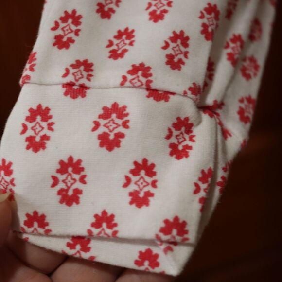 Opportunities Vintage 90s Red White Floral Turtleneck Long Sleeve Top Medium - Picture 5 of 11